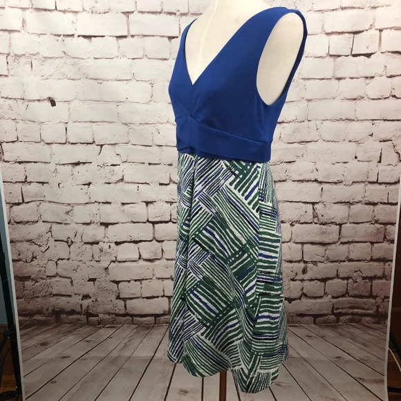 Anthropologie HD in Paris Ardmore Dress Sleeveless Surplice Blue Green Size US 8 - Picture 5 of 8